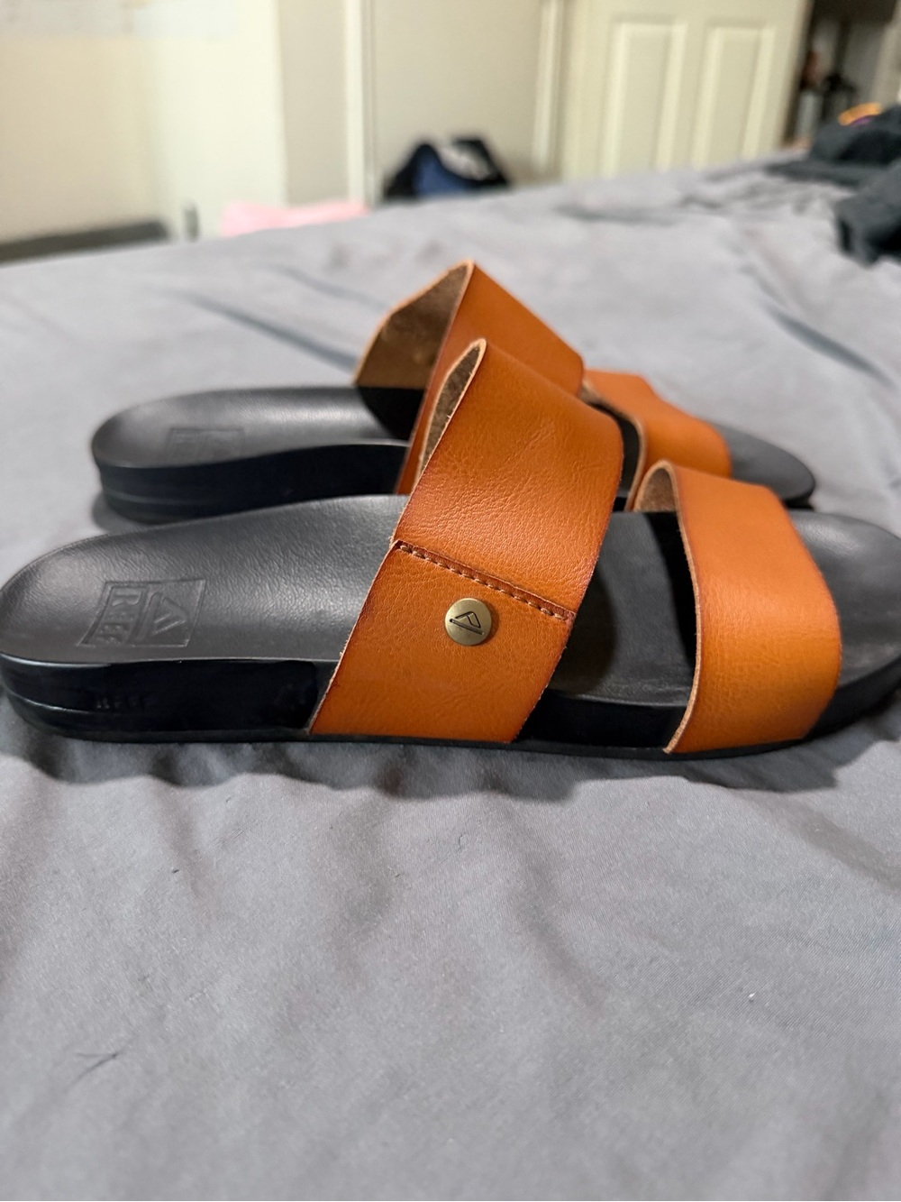Reef Women’s Double-Strap Slide Sandals in Cognac Orange